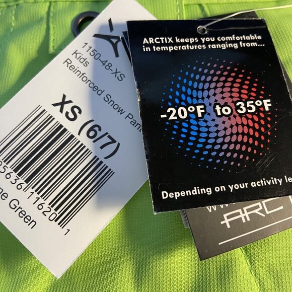 Arctix Kids Snow Sports Cargo Snow Pants with Articulated Knees, Lime Green, XS - Picture 3 of 5